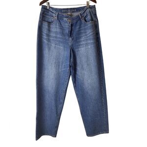 American Eagle Baggy Jean Criss Cross Waistband Medium Wash 18